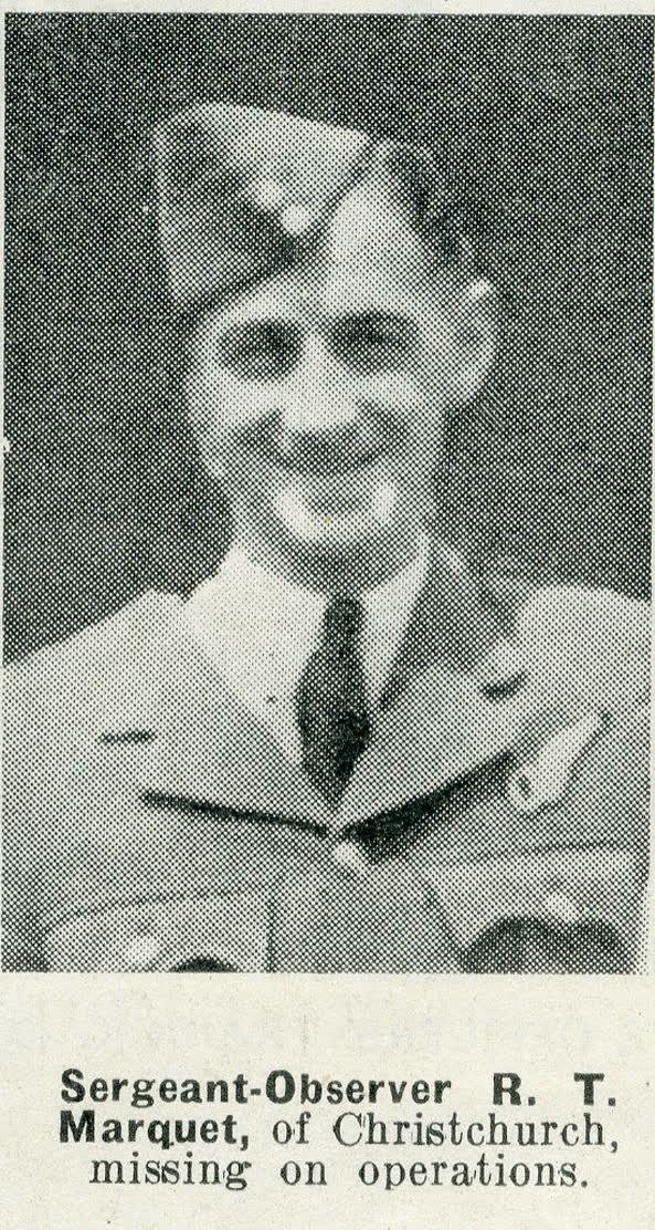 Sergeant-Observer R. T. Marquet, of Christchurch, missing on operations, 1942