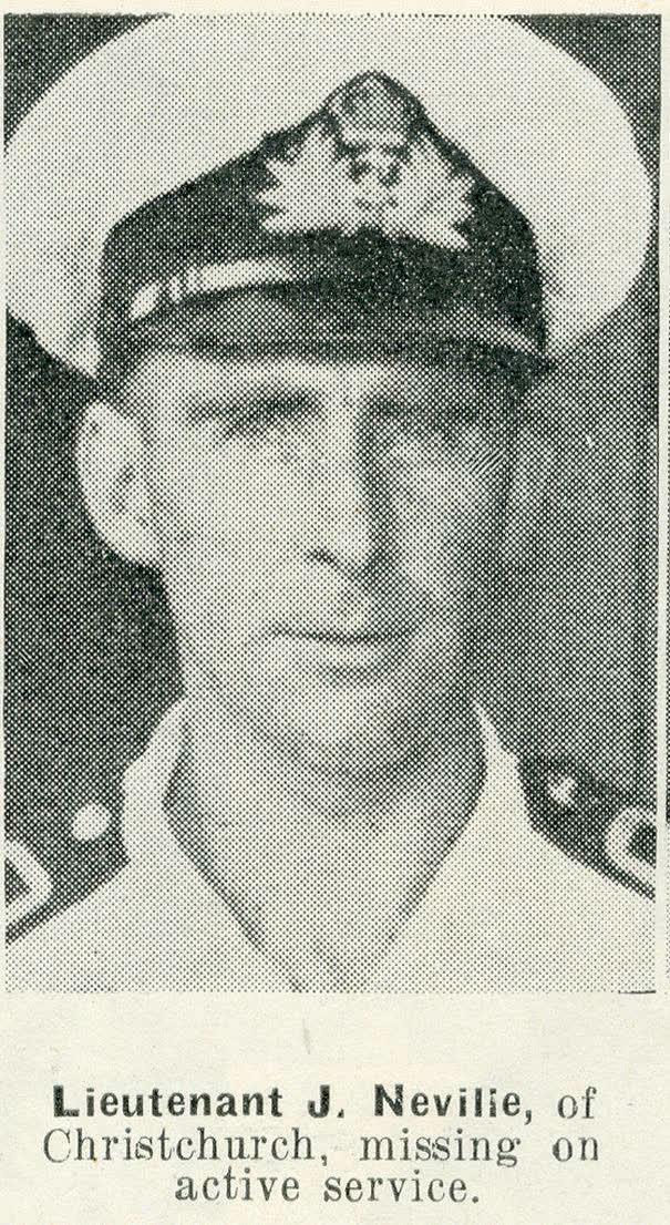 Lieutenant J. Neville, of Christchurch, missing on active service, 1942