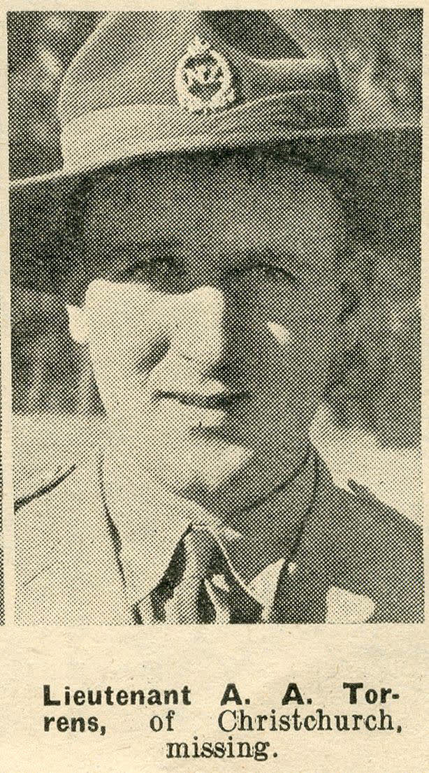 Lieutenant A. A. Torrens, of Christchurch, missing, 1942