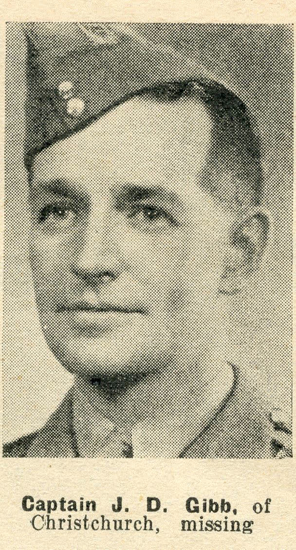 Captain J. D. Gibb, of Christchurch, missing, 1942
