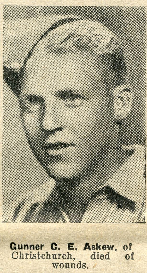 Gunner C. E. Askew, of Christchurch, died of wounds, 1942