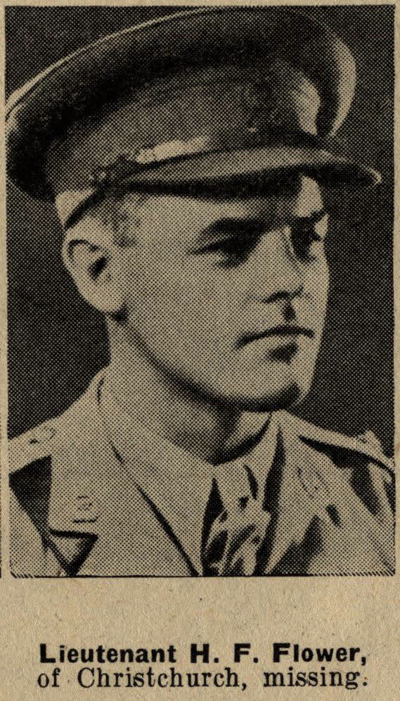 Lieutenant H. F. Flower, of Christchurch, missing, 1942