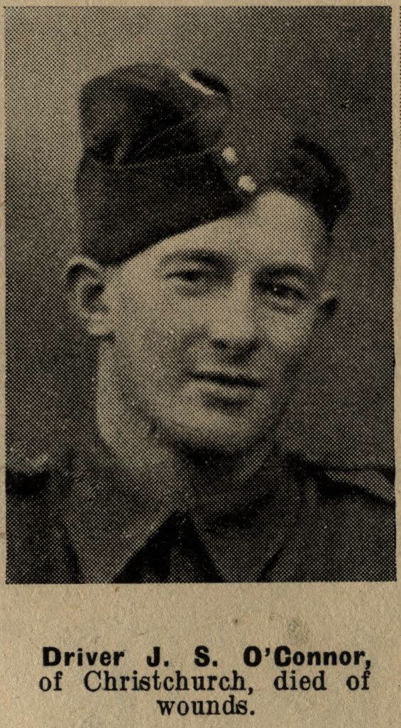 Driver J. S. O'Connor of Christchurch, died of wounds, 1942