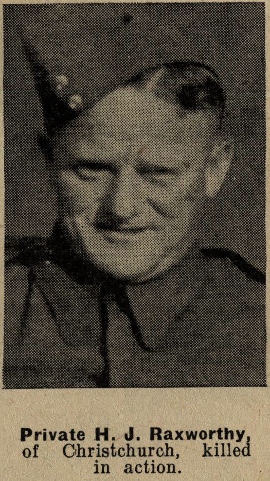 Private H. J. Raxworthy, of Christchurch, killed in action, 1942