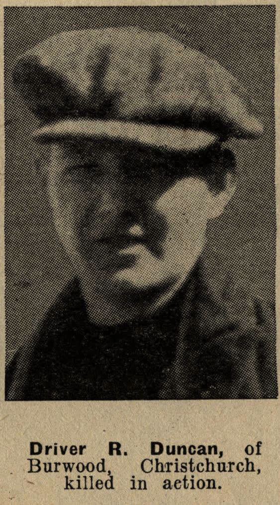Driver R. Duncan, of Burwood, Christchurch, killed in action, 1942