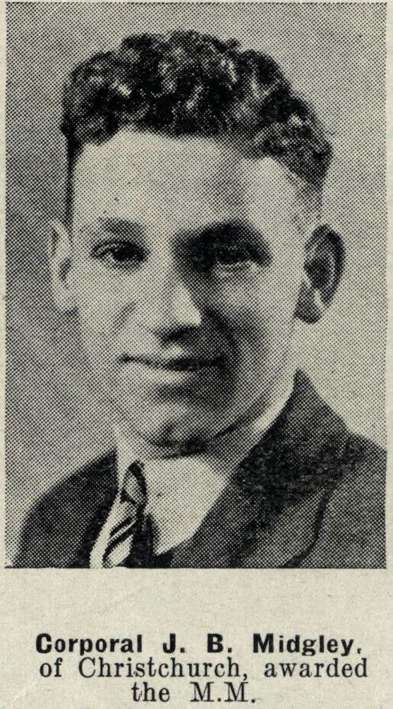 Corporal J. B. Midgley, of Christchurch, awarded the M.M., 1942