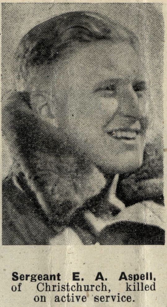 Sergeant E. A. Aspell, of Christchurch, killed on active service, 1943