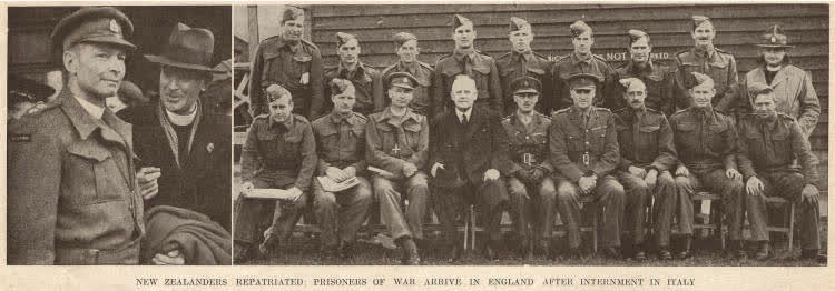New Zealanders repatriated: prisoners of war arrive in England after internment in Italy, 1943