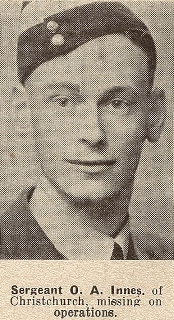 Sergeant O. A. Innes, of Christchurch, missing on operations, 1943