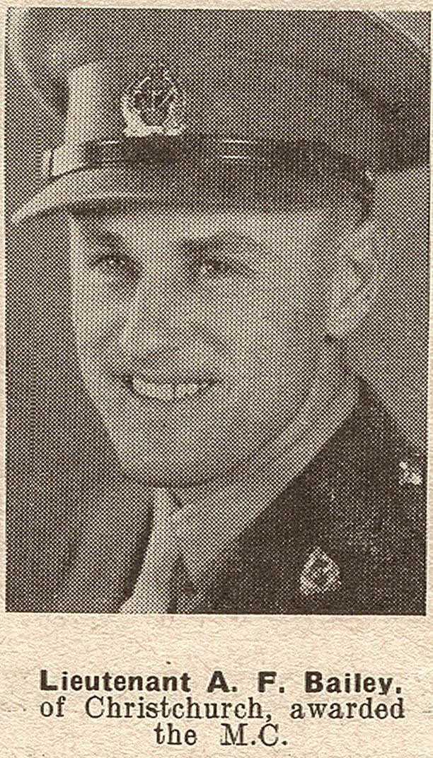 Lieutenant A. F. Bailey, of Christchurch, awarded the M. C., 1943