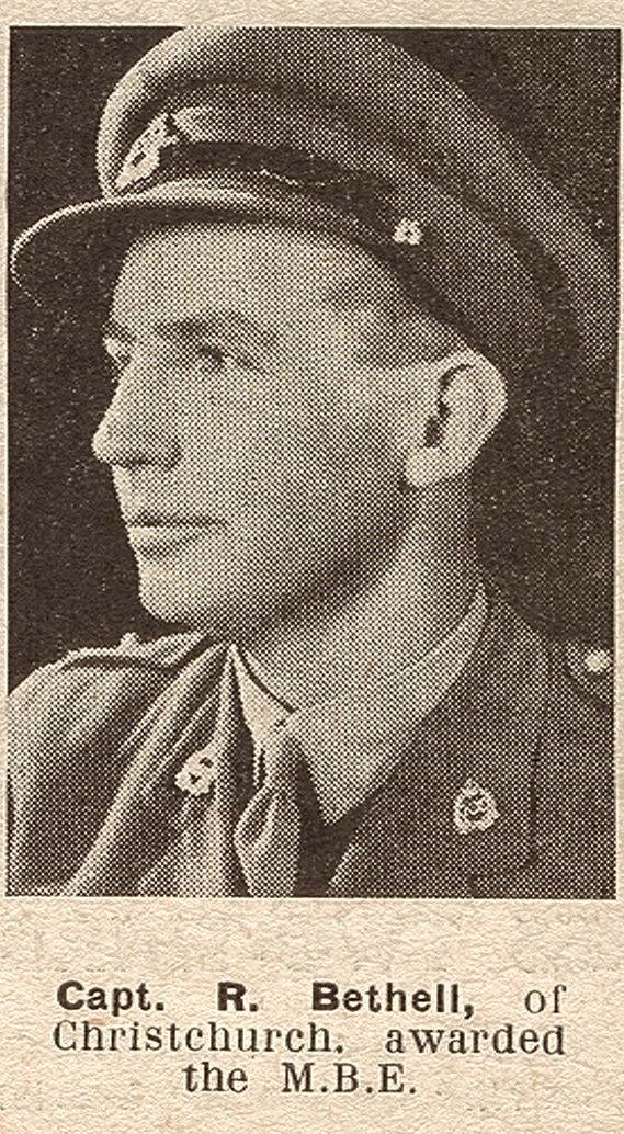 Capt. R. Bethell, of Christchurch, awarded the M.B.E., 1943