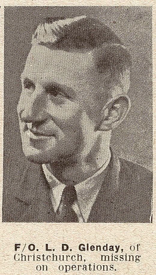 Flying Officer L. D. Glenday of Christchurch, missing on operations, 1943