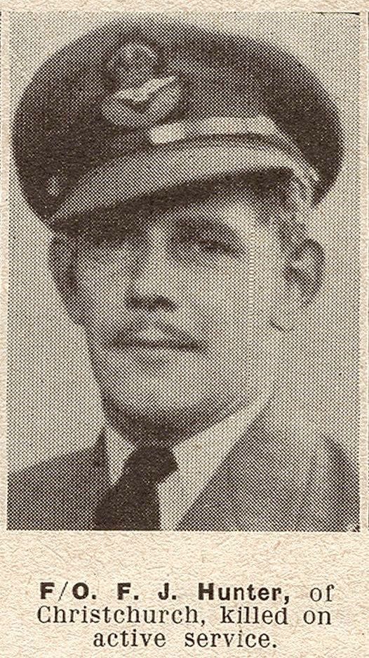 Flying Officer F. J. Hunter, of Christchurch, killed on active service, 1943