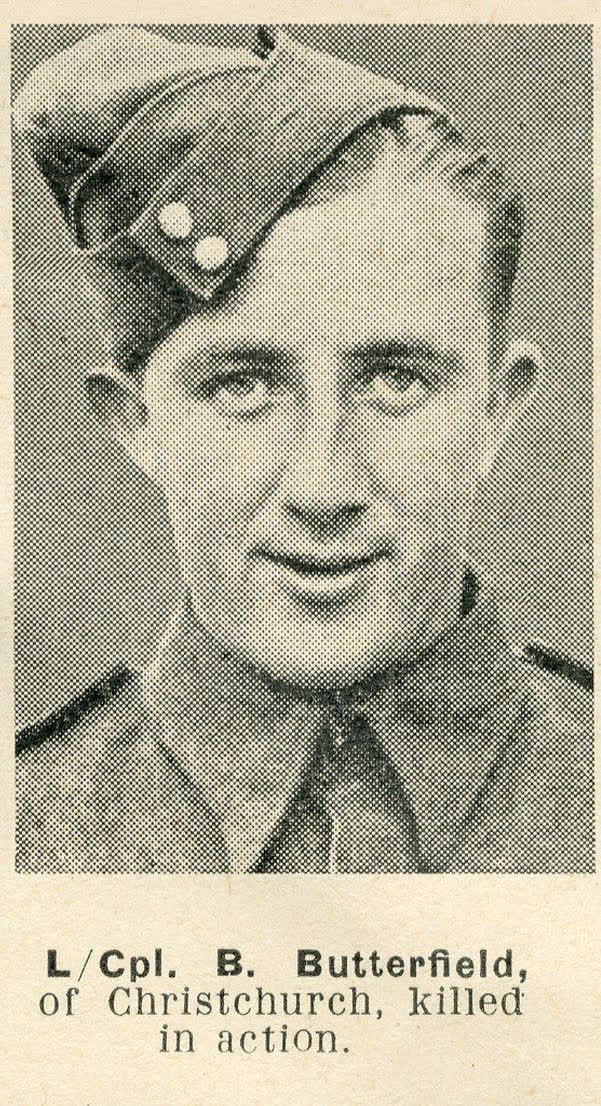 Lance-Corporal B. Butterfield, of Christchurch, killed in action, 1944
