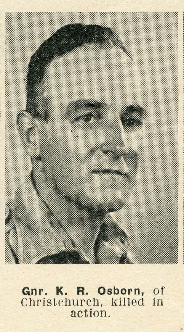 Gnr. K. R. Osborn, of Christchurch, killed in action, 1944