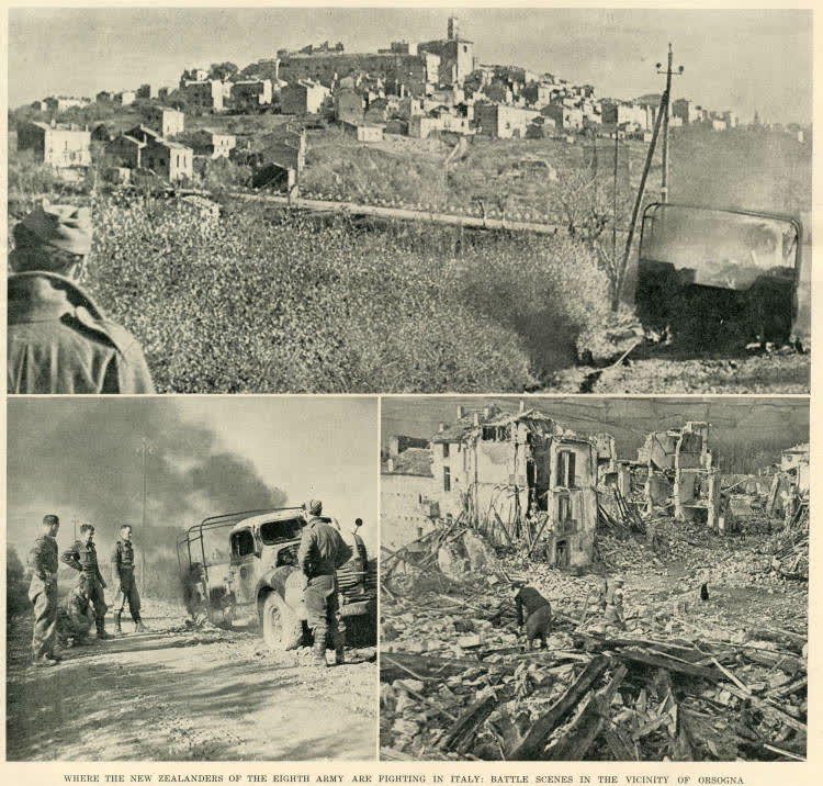 Where the New Zealanders of the Eighth Army are fighting in Italy: battle scenes in the vicinity of Orsogna, 1944