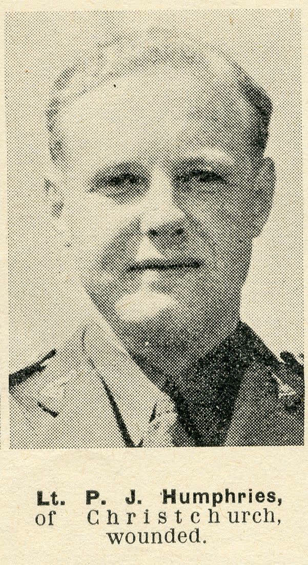 Lt. P. J. Humphries, of Christchurch, wounded, 1944