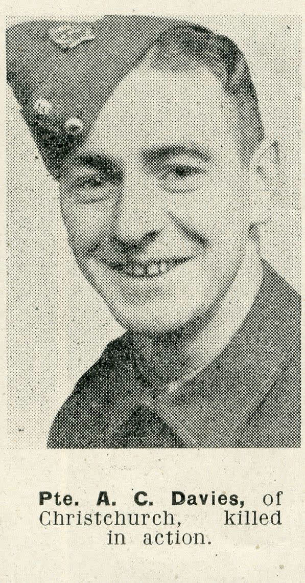 Pte. A. C. Davies, of Christchurch, killed in action, 1944