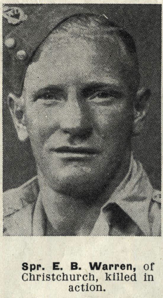 Spr. E. B. Warren, of Christchurch, killed in action, 1944