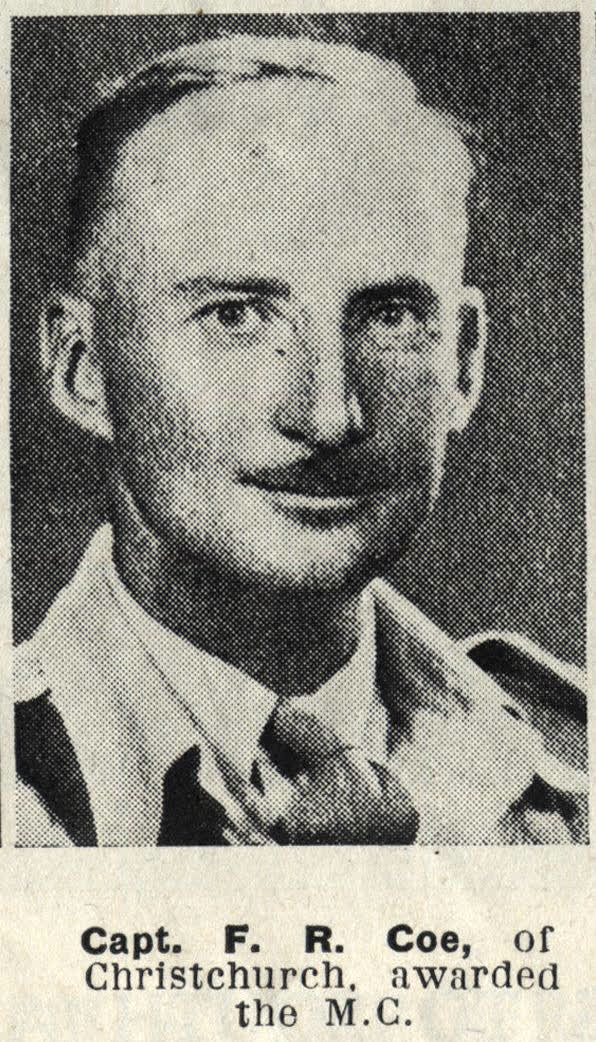 Capt. F. R. Coe, of Christchurch, awarded the M. C., 1944