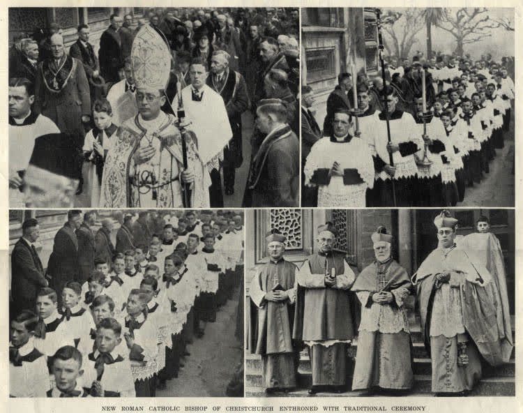 New Roman Catholic Bishop of Christchurch enthroned with traditional ceremony, 1944