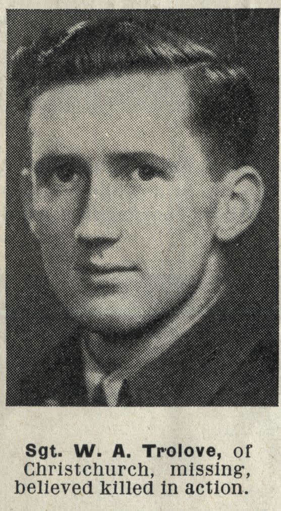 Sgt. W. A. Trolove, of Christchurch missing, believed killed in action, 1944