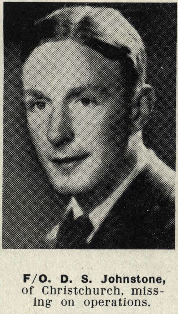 Flying Officer D. S. Johnstone, of Christchurch, missing on operations, 1944