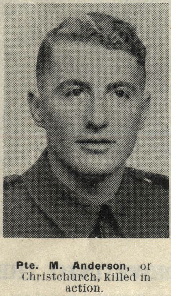 Pte. M. Anderson, of Christchurch, killed in action, 1944