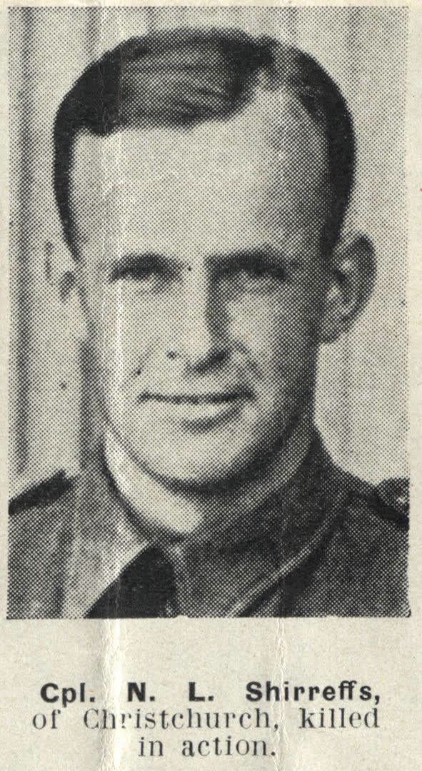 Cpl. N. L. Shirreffs, of Christchurch, killed in action, 1944