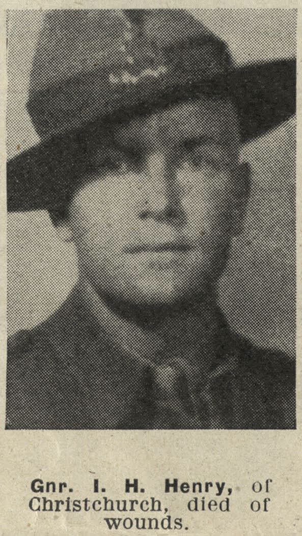 Gnr. I. H. Henry, of Christchurch, died of wounds, 1944