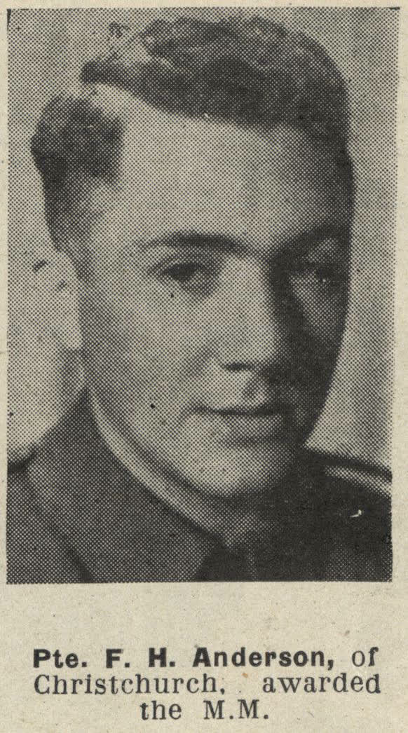 Pte. F. H. Anderson, of Christchurch, awarded the M.M., 1944