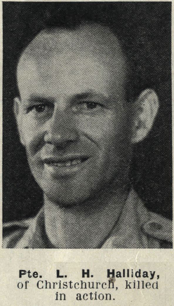 Pte. L. H. Halliday, of Christchurch, killed in action, 1944