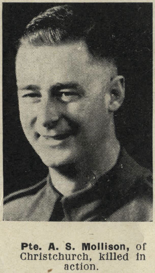 Pte. A. S. Mollison, of Christchurch, killed in action, 1944