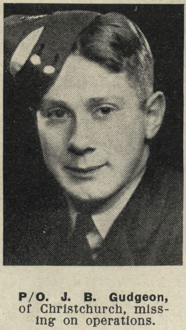 Pilot-Officer J. B. Gudgeon, of Christchurch, missing on operations, 1944
