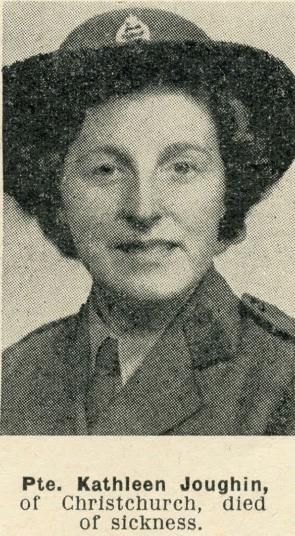 Pte. Kathleen Joughin, of Christchurch, died of sickness, 1944