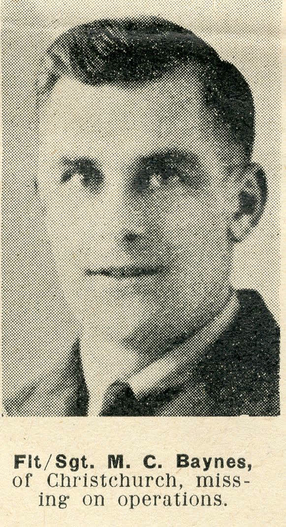 Flight-Sergeant M.C. Baynes, of Christchurch, missing on operations, 1944