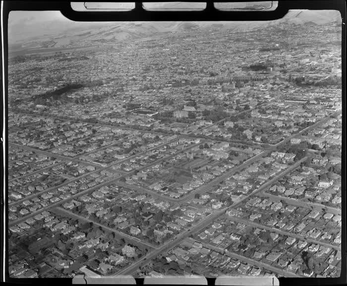 View south over Christchurch City and suburbs, Canterbury Region, 1947