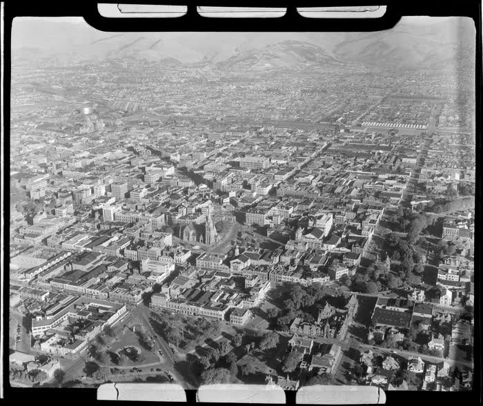 Christchurch City, Canterbury Region, including Cathedral Square, 1947