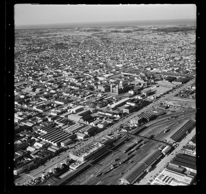 New Railway Station, Christchurch, Canterbury Region, 1959