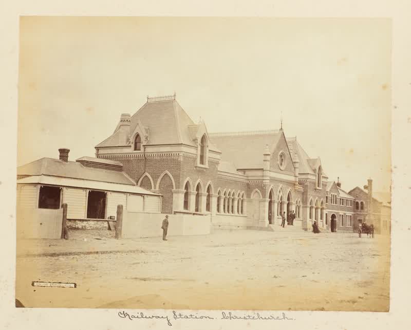 Railway Station, Christchurch. From the album: New Zealand album, 1870