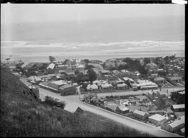 View of the township of Sumner and Sumner Beach, near Christchurch, 2005