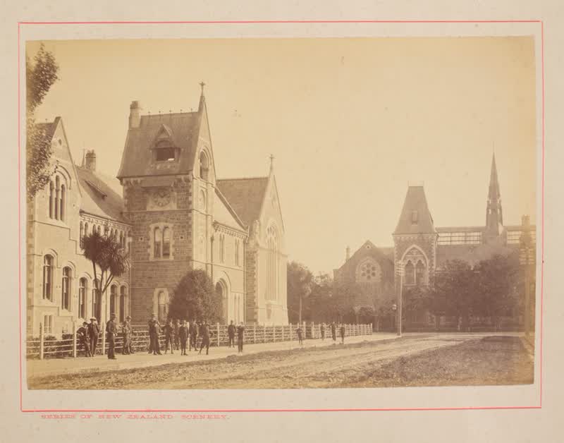 Canterbury College and Museum, Christchurch.  From the album: New Zealand Scenery, Series 1, 1880