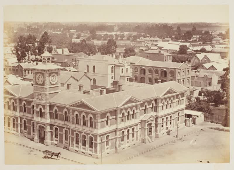 Post Office, Christchurch.  From the album: Scenes of New Zealand, 1880