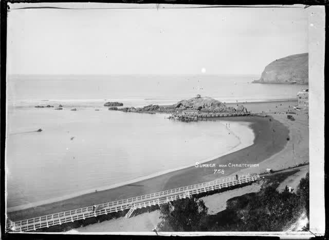 View of the coast at Sumner and Cave Rock, near Christchurch, 2005