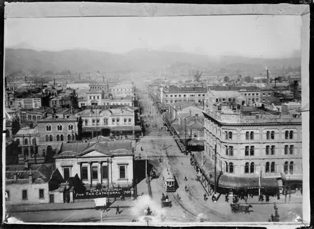 View of Christchurch from the Cathedral, looking up Colombo Street, 2005