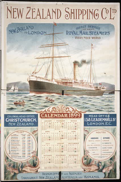 Presants, Philip Robert, 1867-1942 :New Zealand Shipping Co. Ltd. Calendar 1899., 2005