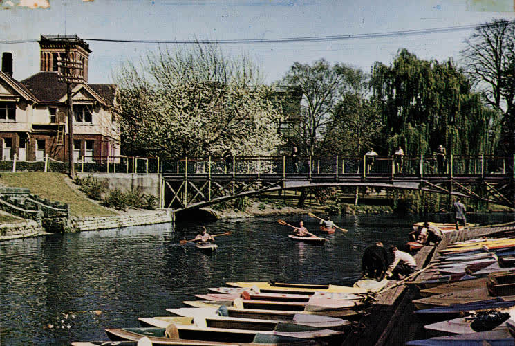 Canoeing on the Avon River, Christchurch, 1960