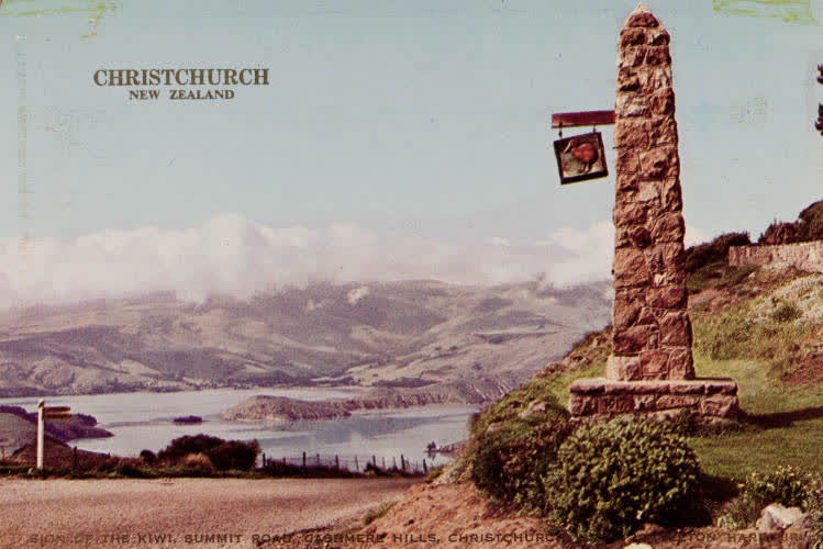 Sign of the Kiwi, Summit Road, Christchurch, 1960