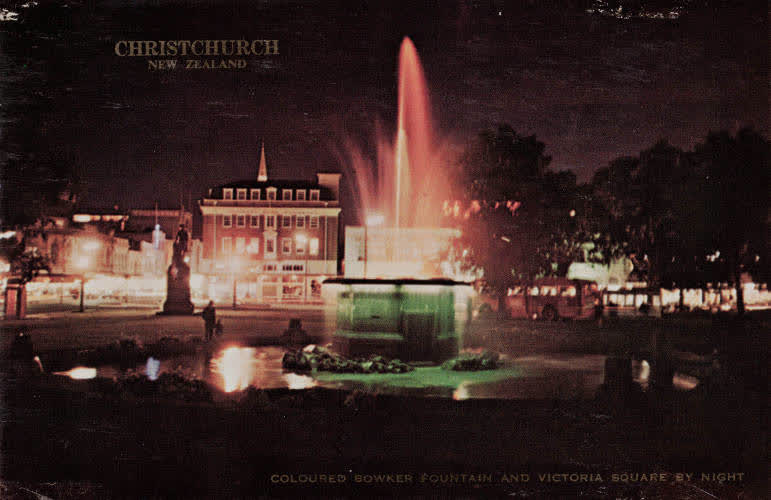 Bowker Fountain and Victoria Square, Christchurch, 1960