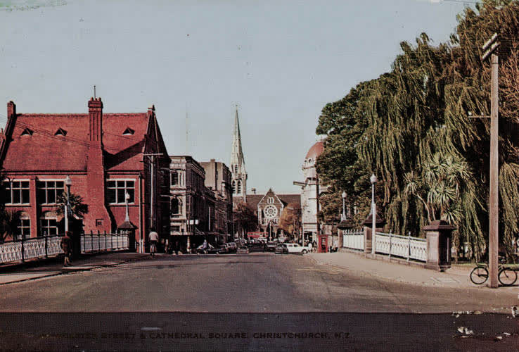 Worcester Street and Cathedral Square, Christchurch, 1960